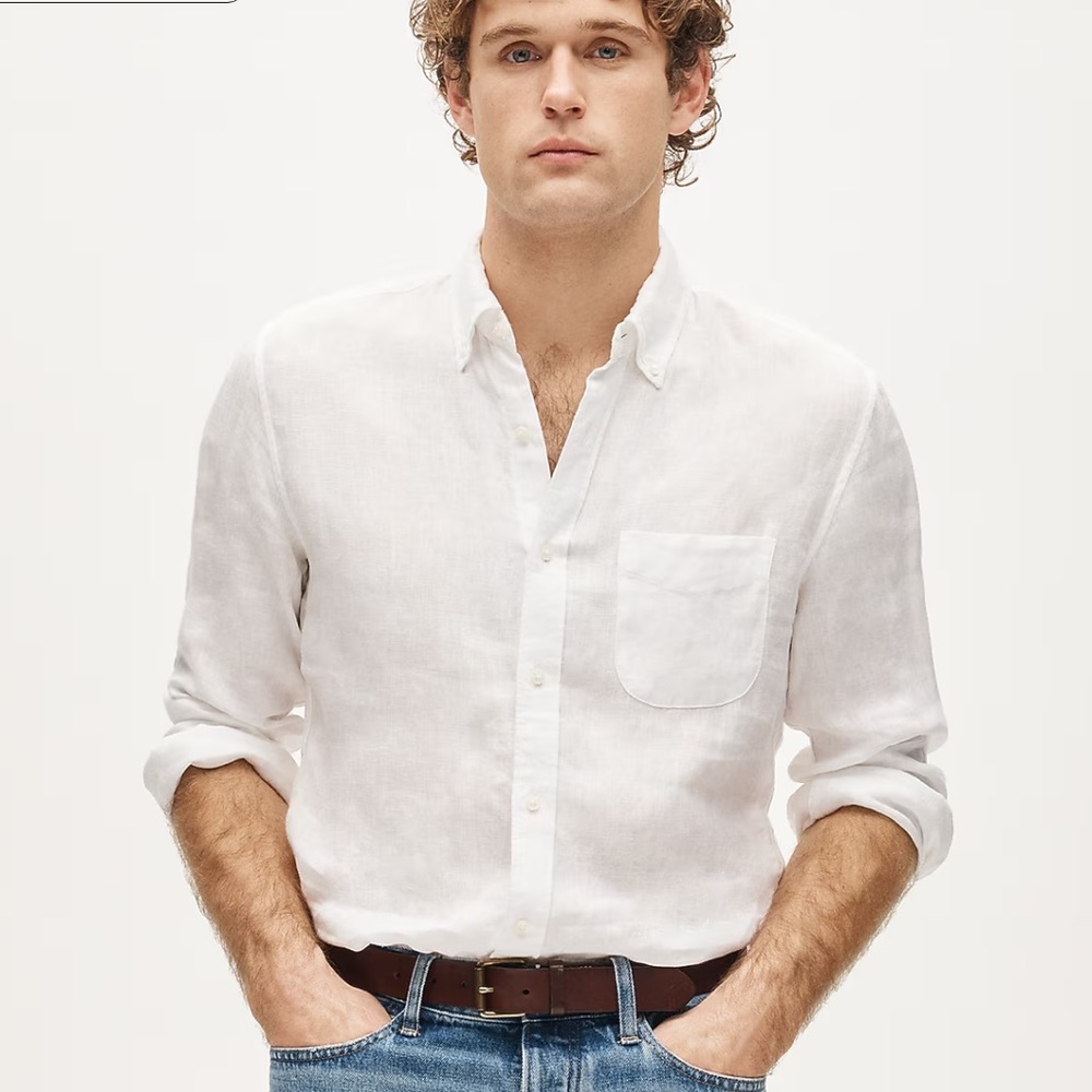 J. Crew Tall Baird McNutt Irish linen shirt Long Sleeve Crisp Size Large Tall LT